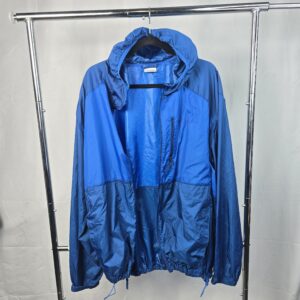 Columbia Hooded Windbreaker Jacket Blue Men's Lightweight Zip-Up Outerwear