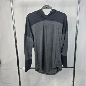 Men's Long Sleeve Hooded Shirt Dark Gray and Black Pullover