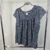 GAP Women's Short Sleeve Blouse Dark Blue White Paisley Top