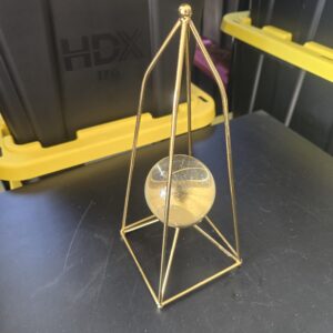 Decorative Glass Orb with Gold Metal Geometric Stand Modern Home Décor