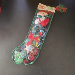 Merry & Bright Christmas Pet Toy Stocking Set Plush Balls Crinkle Elf Toys