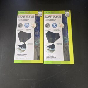 Skin360 Reusable Cloth Face Mask Black Unisex Washable 3-Layer 6 Pack