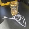 Brass Cage Table Lamp Metal Glass Clear Inline Switch Industrial Style